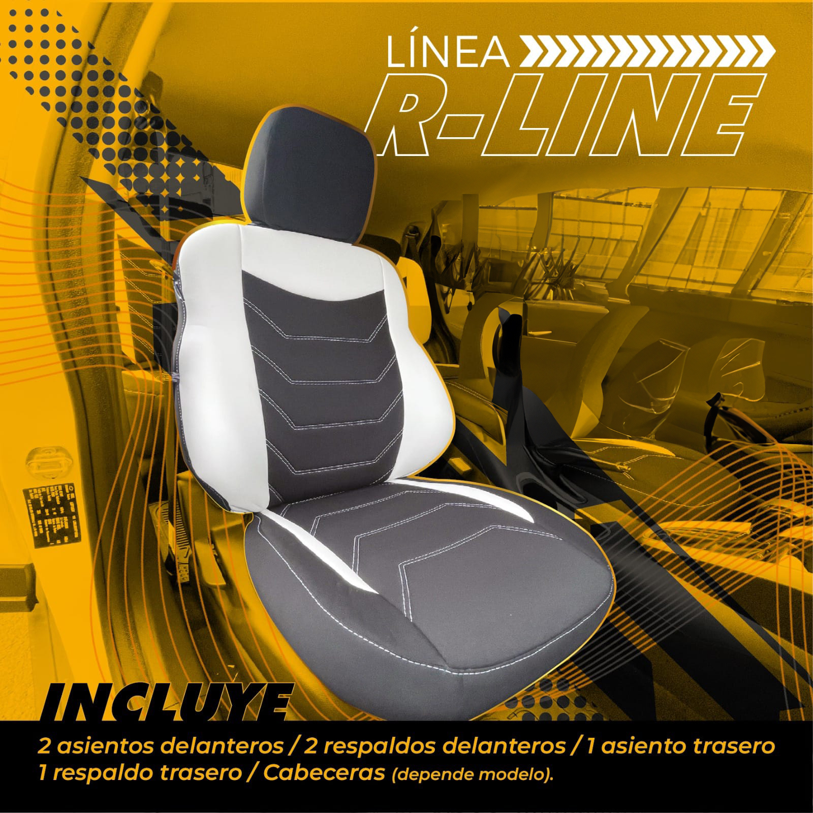 Línea R-Line - Cubreasientos vinil tipo piel negro